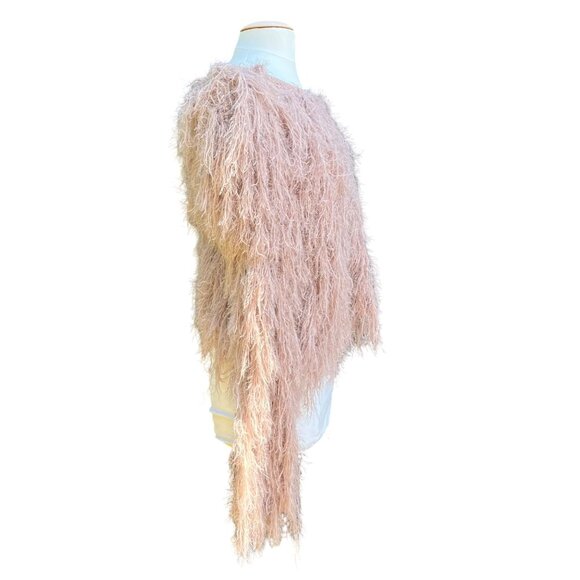 Dainty‎ Hooligan Pink Fluffy Long Eyelash Fringe Knit Sweater Womens Size Small - Picture 3 of 7